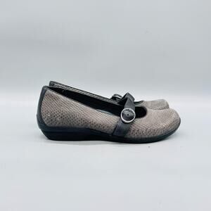 Dansko Shoes Womens 6.5 Gray Leather Mary Jane Flats Buckle Walking Comfort